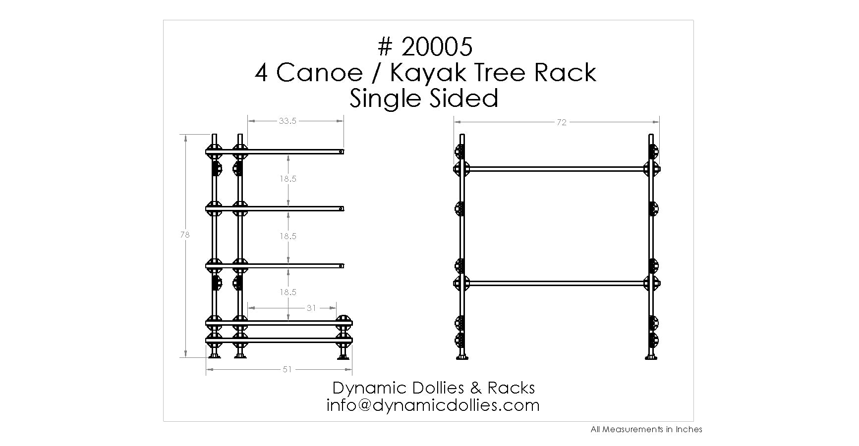 Disamatic Tree Rack 4 Canoe or Kayak Tree Storage Rack – Dynamic Dollies & Racks